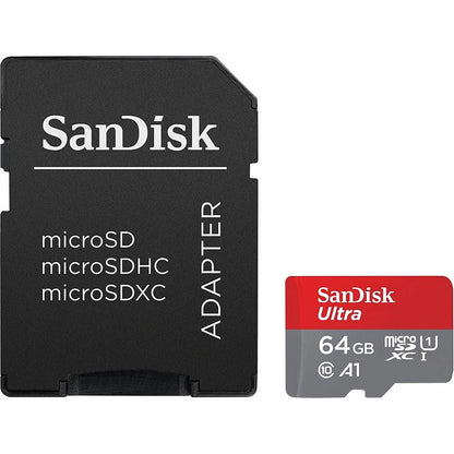 Carte mémoire microSDXC SanDisk Ultra Android A1, 64Gb, Classe 10 / UHS-1 U1, Avec Adaptateur SDSQUAB-064G-GN6MA