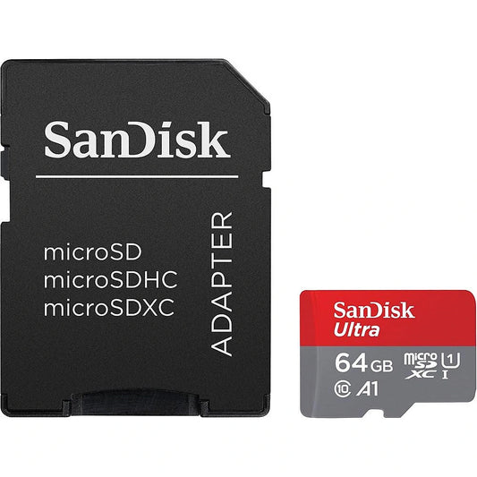 Carte mémoire microSDXC SanDisk Ultra Android A1, 64Gb, Classe 10 / UHS-1 U1, Avec Adaptateur SDSQUAB-064G-GN6MA