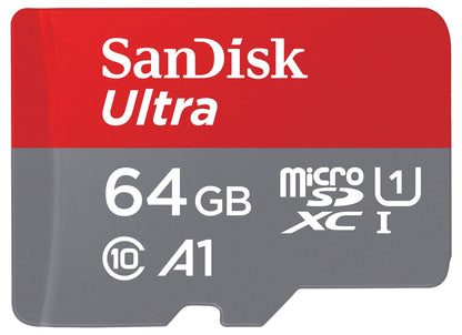 Carte mémoire microSDXC SanDisk Ultra Android A1, 64Gb, Classe 10 / UHS-1 U1, Avec Adaptateur SDSQUAB-064G-GN6MA