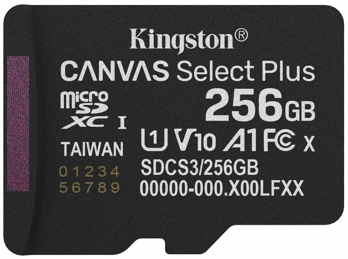 Carte mémoire microSDXC Kingston Canvas Select Plus Android A1, 256Gb, Classe 10 / UHS-1 U1 SDCS3/256GBSP