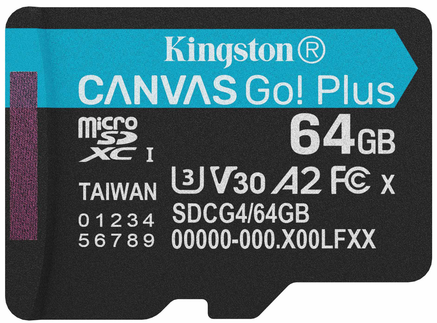 Carte mémoire microSDXC Kingston Canvas Go Plus Android A2, 64Gb, Classe 10 / UHS-1 U3 SDCG4/64GBSP