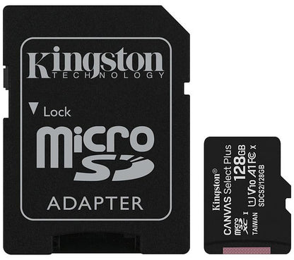 Carte mémoire microSDXC Kingston Canvas Select Plus Android A1, 128 Go, Classe 10 / UHS-1 U1, avec adaptateur SDCS2/128 Go