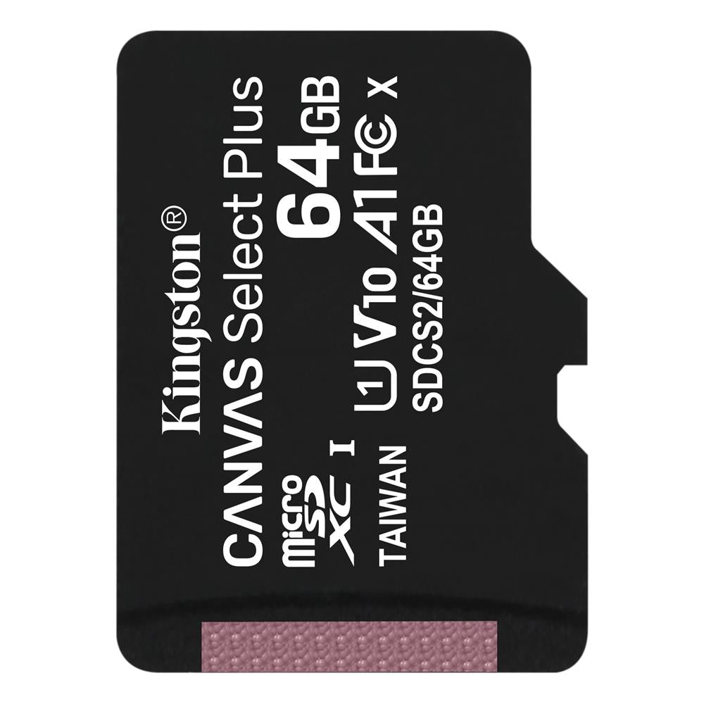 Carte mémoire Kingston Canvas Select Plus, 64 Go, Classe 10 / UHS-1 U1 SDCS2/64GBSP microSDXC