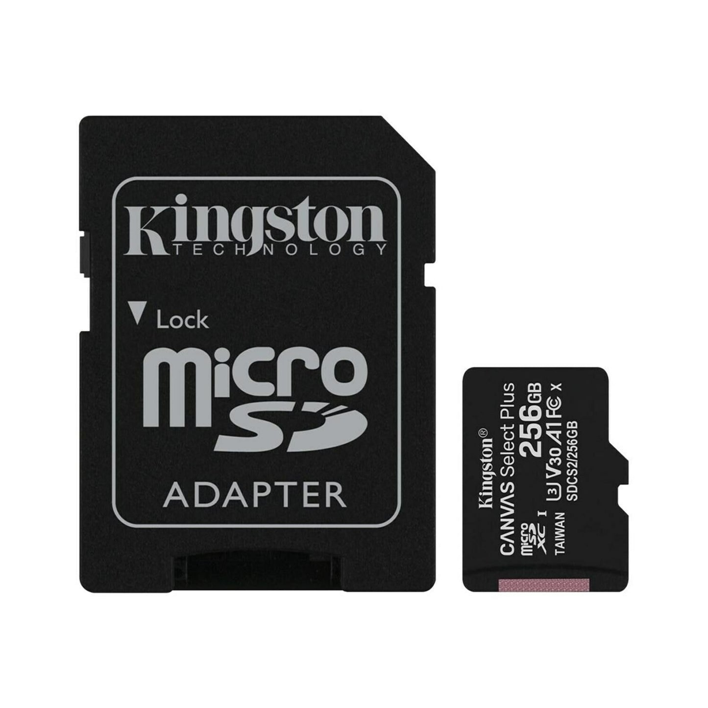 Carte mémoire microSDXC Kingston Canvas Select Plus Android A1, 256 Go, Classe 10 / UHS-1 U1, avec adaptateur SDCS2/256 Go