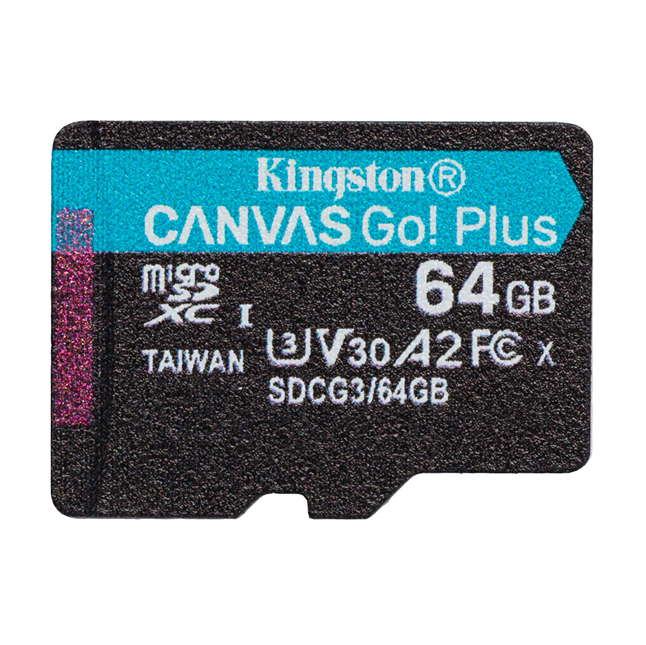 Carte mémoire microSDXC Kingston Canvas Go Plus, 64 Go, Classe 10 / UHS-1 U3 SDCG3/64GBSP 