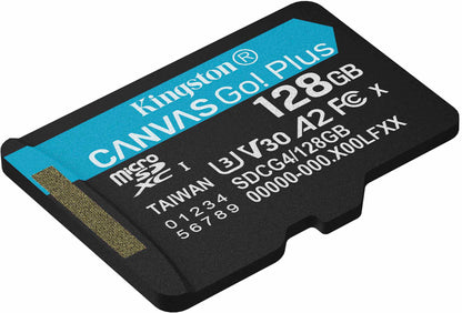 Carte mémoire microSDXC Kingston Canvas Go Plus Android A2, 128Gb, Classe 10 / UHS-1 U3 SDCG4/128GBSP