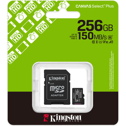 Carte mémoire microSDXC Kingston Canvas Select Plus Android A1, 256Go, Classe 10 / UHS-1 U1, avec adaptateur SDCS3/256GB