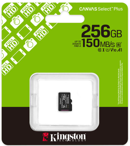 Carte mémoire microSDXC Kingston Canvas Select Plus Android A1, 256Gb, Classe 10 / UHS-1 U1 SDCS3/256GBSP