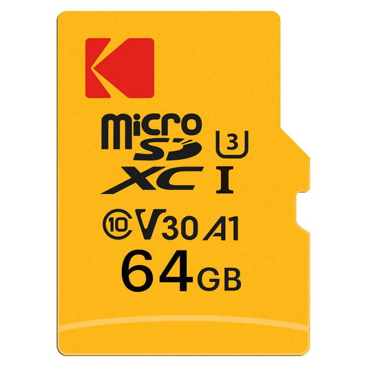 Carte mémoire microSDXC Kodak Ultra Performance, 64Gb, Classe 10 / UHS-1 U3, avec adaptateur EKMSDM64GXC10HPRK