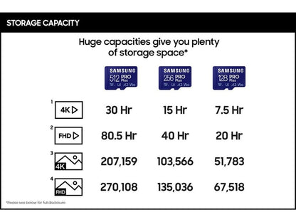 Carte mémoire microSDXC Samsung PRO Plus, 256 Go, Classe 10 / UHS-1 U3, avec adaptateur MB-MD256KA MB-MD256KA 