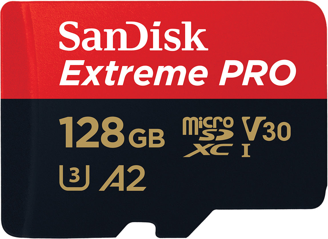 SanDisk Extreme Pro microSDXC Memory Card, 128Gb, Class 10 / UHS-1 U3, With Adapter SDSQXCD-128G-GN6MA