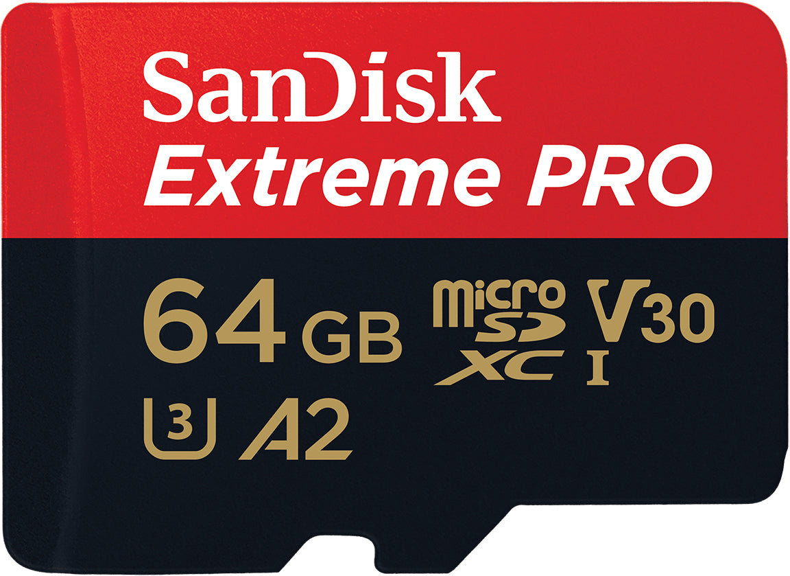 Carte mémoire microSDXC SanDisk Extreme Pro, 64Gb, Classe 10 / UHS-1 U3, avec adaptateur SDSQXCU-064G-GN6MA