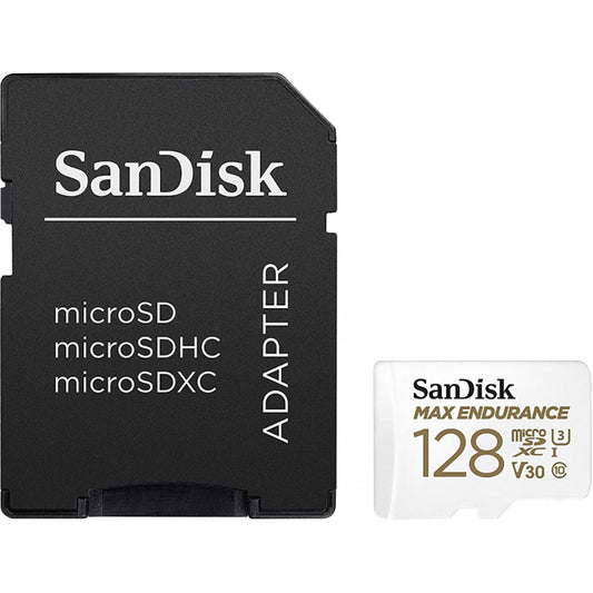 Carte mémoire microSDXC SanDisk MAX Endurance, 128Gb, Classe 10 / UHS-1 U3, Avec Adaptateur SDSQQVR-128G-GN6IA