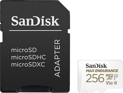 Carte mémoire microSDXC SanDisk MAX Endurance, 256Gb, Classe 10 / UHS-1 U3, Avec Adaptateur SDSQQVR-256G-GN6IA