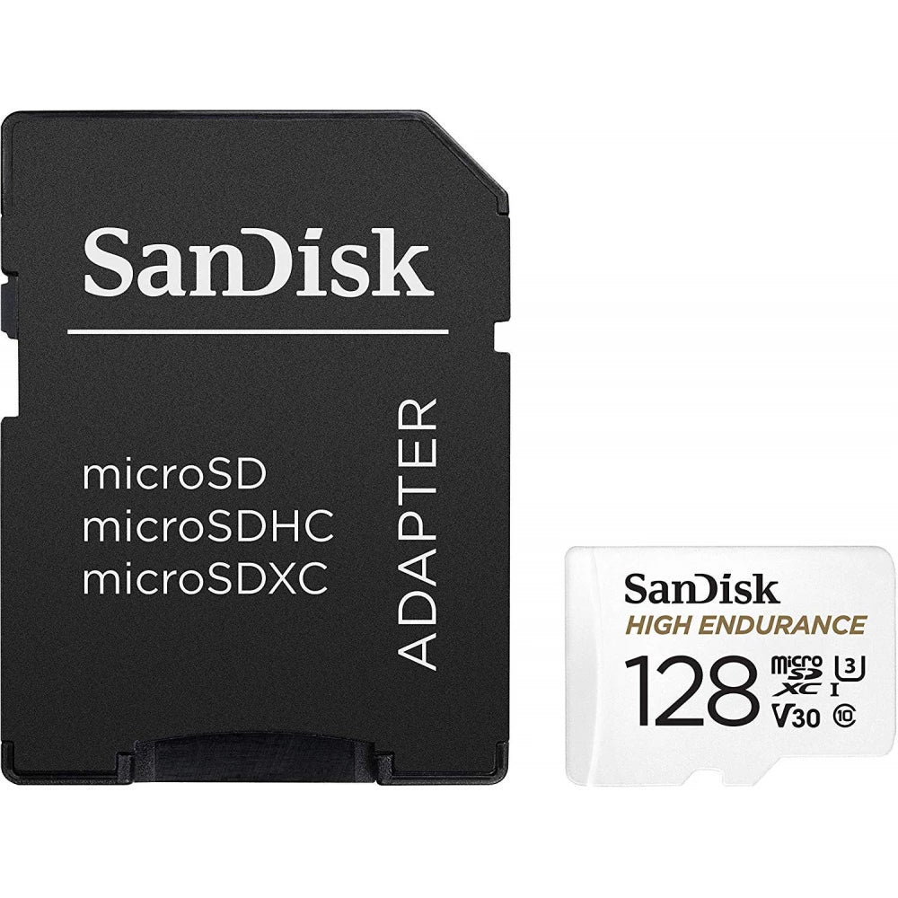 Carte Mémoire microSDXC SanDisk High Endurance, 128Gb, Classe 10 / UHS-1 U3, Avec Adaptateur SDSQQNR-128G-GN6IA