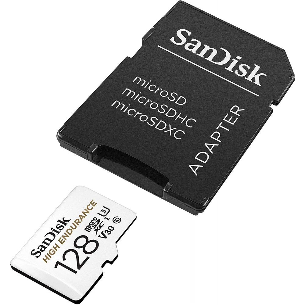 Carte Mémoire microSDXC SanDisk High Endurance, 128Gb, Classe 10 / UHS-1 U3, Avec Adaptateur SDSQQNR-128G-GN6IA