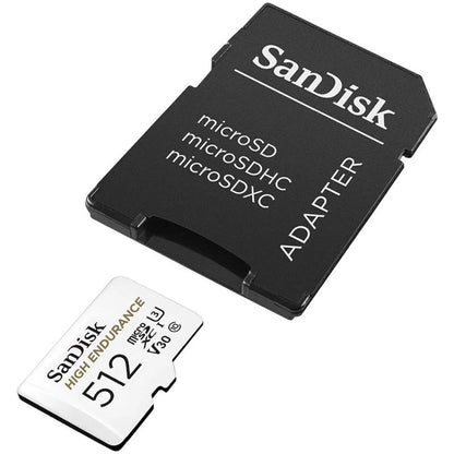 Carte mémoire microSDXC SanDisk High Endurance, 512Go, Classe 10 / UHS-1 U3, Avec Adaptateur SDSQQNR-512G-GN6IA