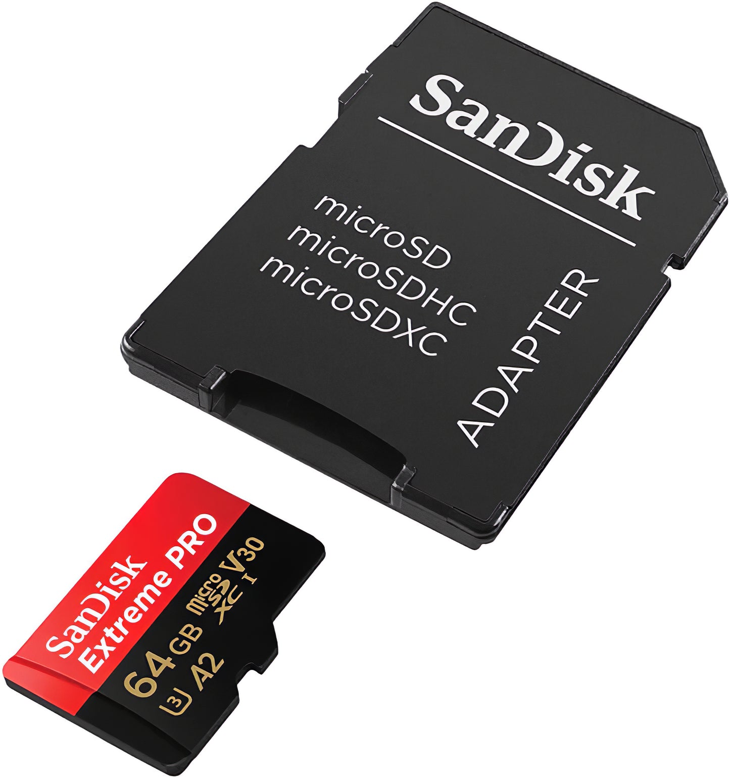 Carte mémoire microSDXC SanDisk Extreme Pro, 64Gb, Classe 10 / UHS-1 U3, avec adaptateur SDSQXCU-064G-GN6MA