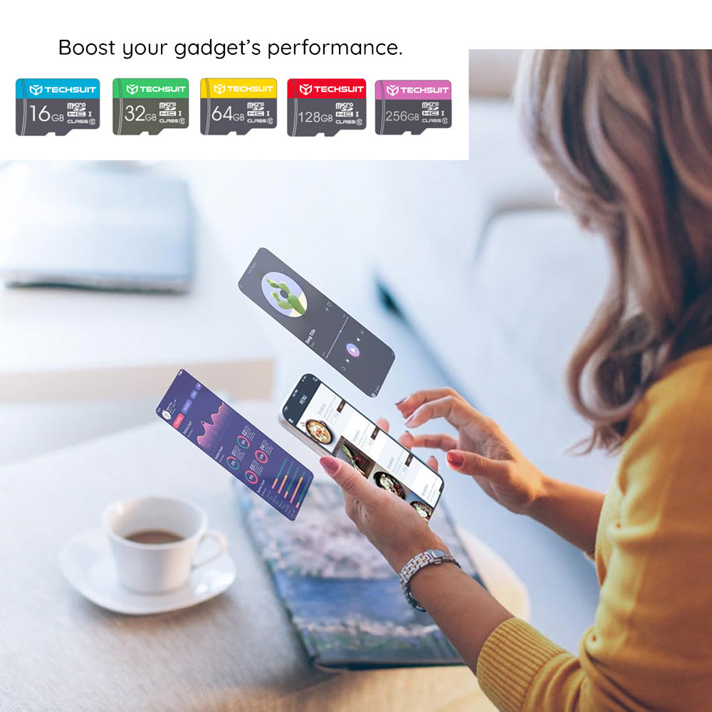Carte Mémoire microSDXC Techsuit THCM26, 128Gb, Classe 10, Avec Adaptateur