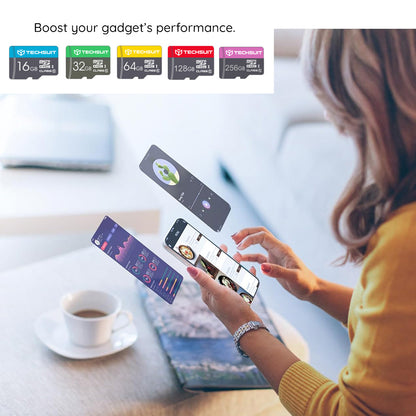 Carte Mémoire microSDXC Techsuit THCM26, 128Gb, Classe 10, Avec Adaptateur