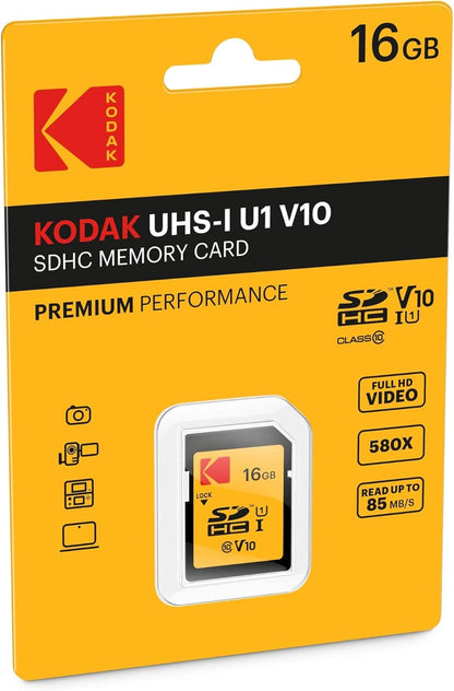 Carte mémoire SDHC Kodak Premium Performance, 16Gb, Classe 10 / UHS-1 U1 EKMSD16GHC10K
