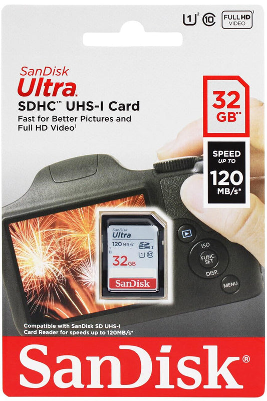 Carte mémoire SDHC SanDisk Ultra, 32Go, Classe 10 / UHS-1 U1 SDSDUN4-032G-GN6IN