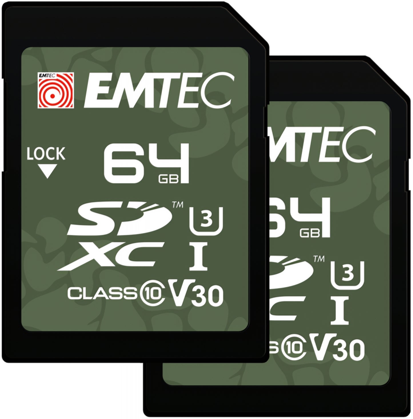 Carte Mémoire SDXC Emtec Rugged Outdoor, 64Go, Classe 10 / UHS-1 U3, Lot de 2 pièces ECMSD64GXCU3ORP