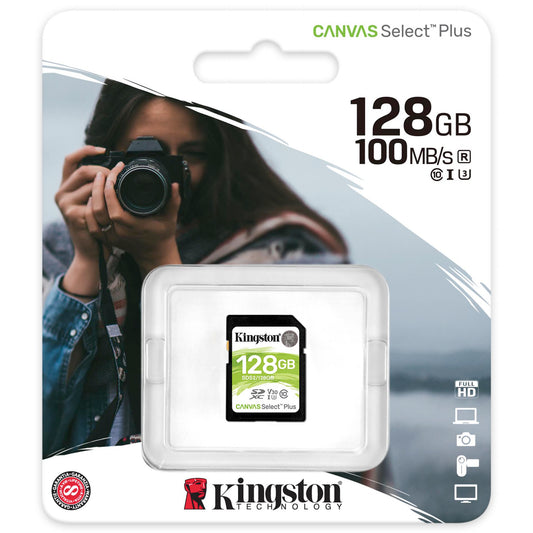 Carte mémoire SDXC Kingston Canvas Select Plus, 128 Go, Classe 10 / UHS-1 U1 SDS2/128GB-SD 