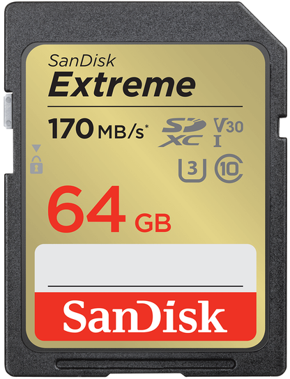 Carte mémoire SDXC SanDisk Extreme, 64Gb, Classe 10 / UHS-1 U3 SDSDXV2-064G-GNCIN