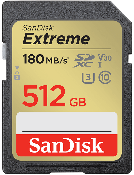 Carte Mémoire SDXC SanDisk Extreme, 512Gb, Classe 10 / UHS-1 U3 SDSDXVV-512G-GNCIN