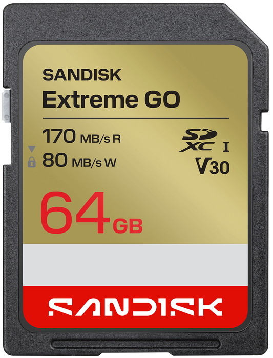 Carte Mémoire SDXC SanDisk Extreme Go, 64Gb, Classe 10 / UHS-1 U1 SDSDXGN-064G-GNCIN