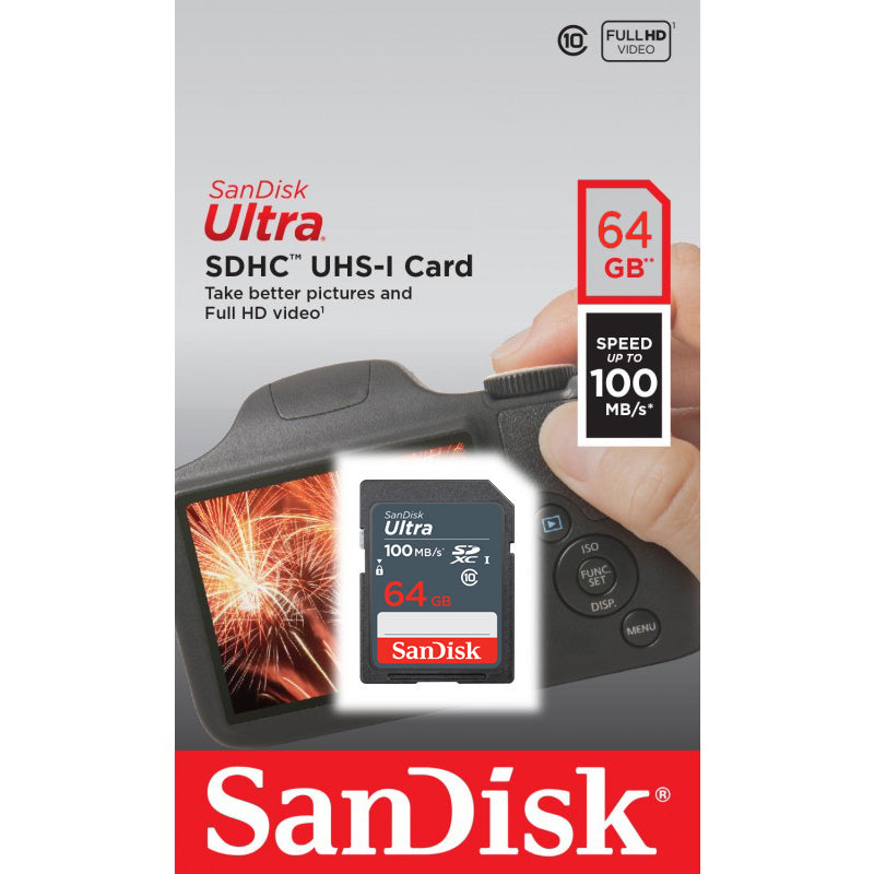 Carte mémoire SDXC SanDisk Ultra, 64Gb, Classe 10 SDSDUNR-064G-GN3IN