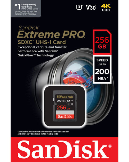 Carte Mémoire SDXC SanDisk Extreme Pro, 256Go, Classe 10 / UHS-1 U3 SDSDXXD-256G-GN4IN