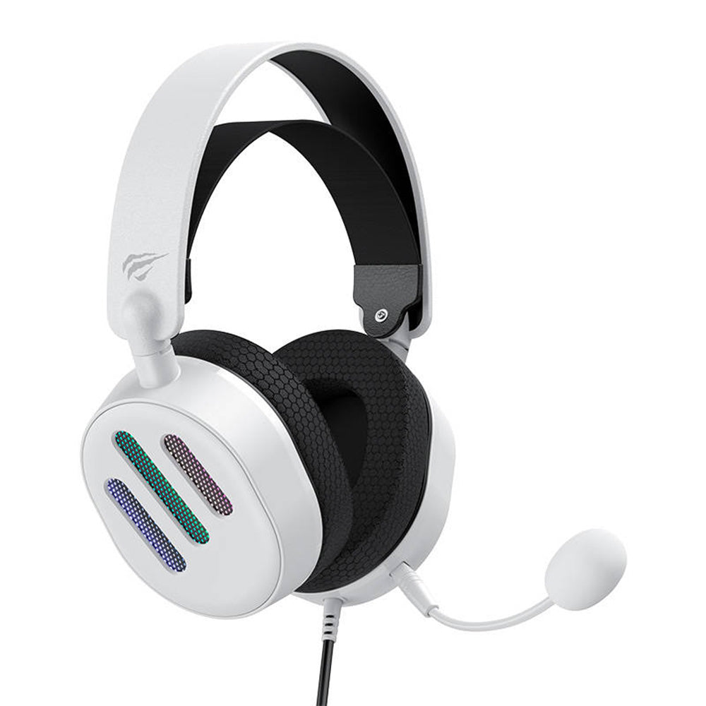 Casques Gaming 3.5mm HAVIT H2038U, RGB, 2.1m, Blancs