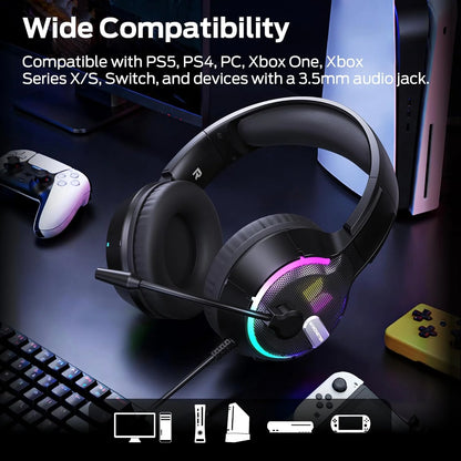 Casque Gaming 3,5 mm Monster Mission 320, RGB, 1,9 m, Noir