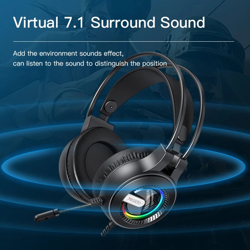 Casques Gaming 3.5mm Yesido EK02, RGB, 2.2m, Noirs
