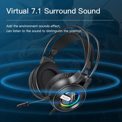 Casques Gaming 3.5mm Yesido EK02, RGB, 2.2m, Noirs