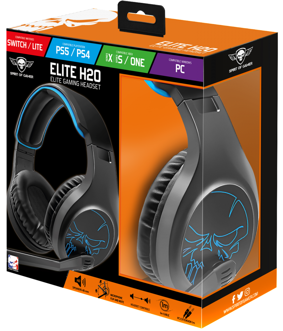 Casque 3.5mm Spirit of Gamer ELITE-H20, noir MIC-EH20