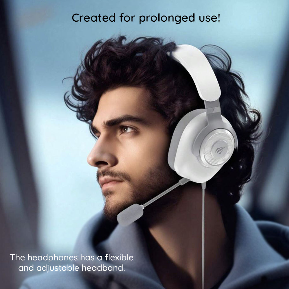 Casque Gaming USB HAVIT H2230U, 1.8m, Blancs