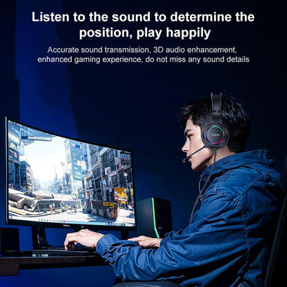 USB Gaming Headphones Yesido EK05, RGB, 1.2m, Black