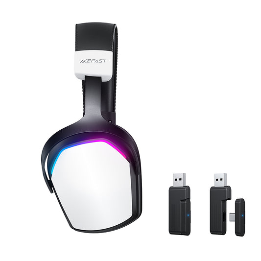 Casque Gaming Sans Fil Acefast H11, RGB, BT / Wi-Fi / Filaire, Blanc