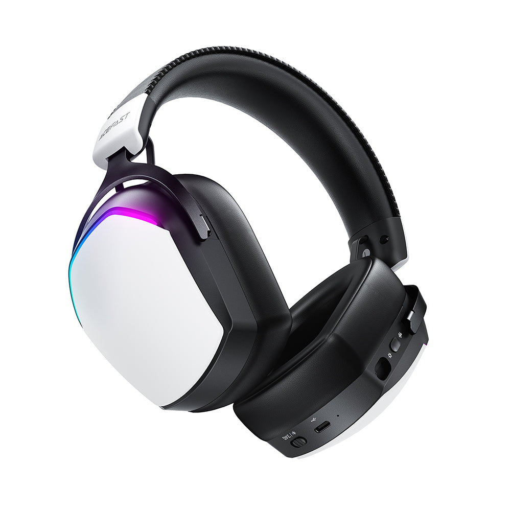 Casque Gaming Sans Fil Acefast H11, RGB, BT / Wi-Fi / Filaire, Blanc