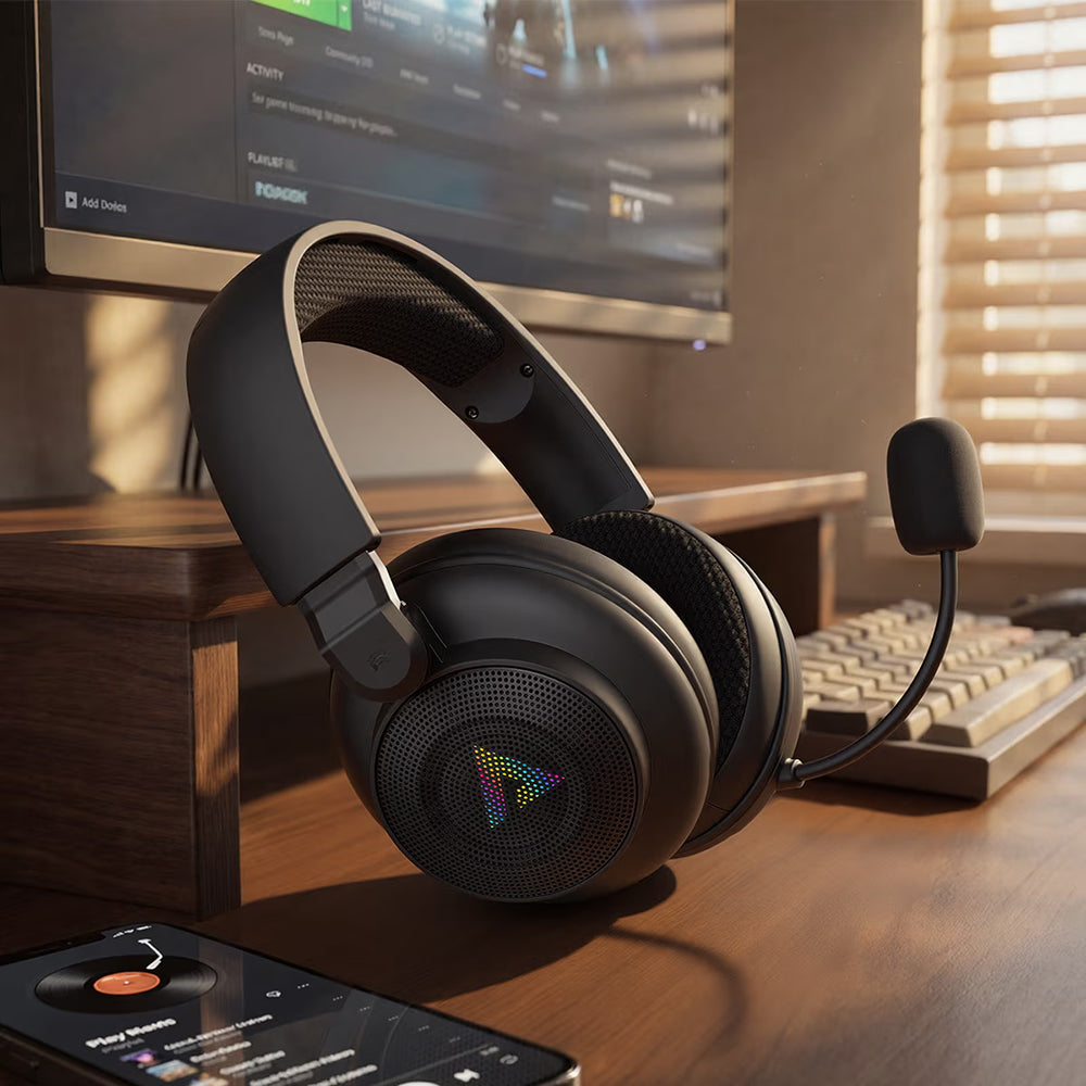 Acefast H15 Wireless Gaming Headphones, RGB, BT / Wi-Fi / Wired, Black