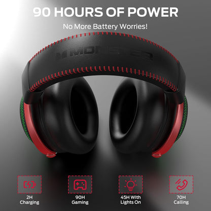 Casque Gaming Sans Fil Monster Mission 350, BT / Wi-Fi / Filaire, Noir