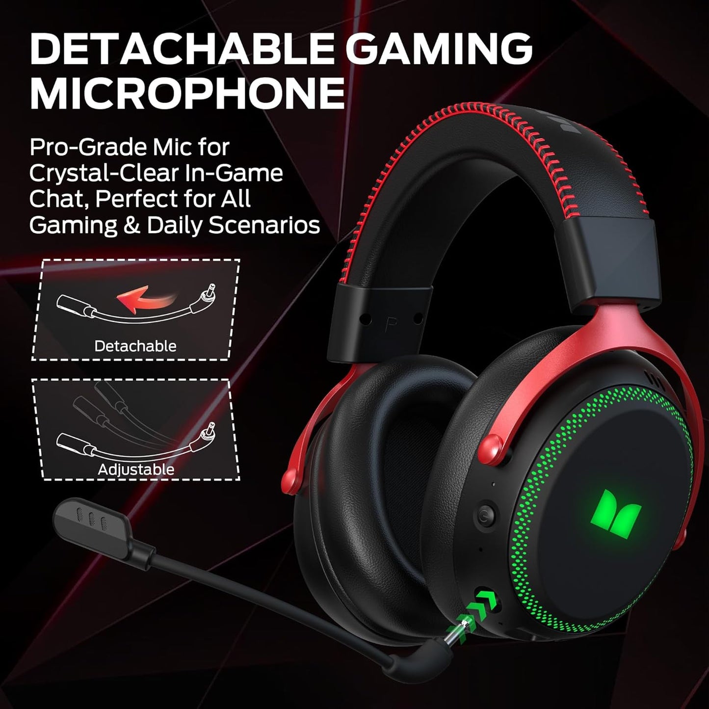 Casque Gaming Sans Fil Monster Mission 350, BT / Wi-Fi / Filaire, Noir