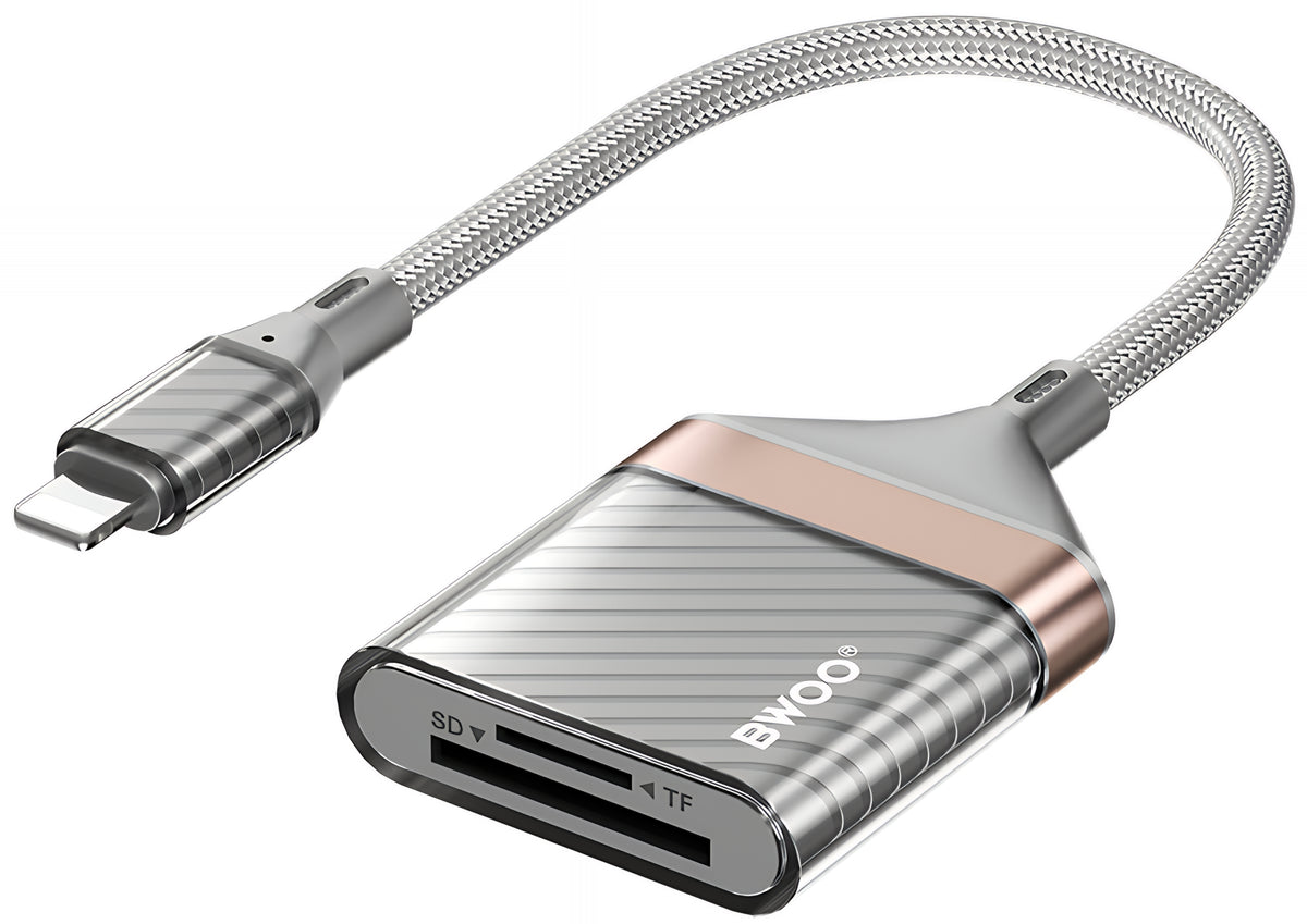 Lecteur de carte Lightning BWOO BZ63, SD - microSD, gris
