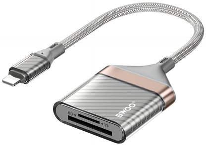 Lecteur de carte Lightning BWOO BZ63, SD - microSD, gris