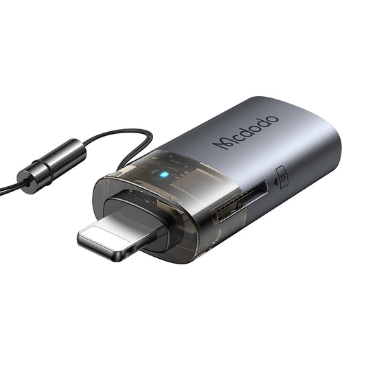 Lecteur de carte Lightning McDodo OT-7850, USB-A (OTG) - microSD, Noir