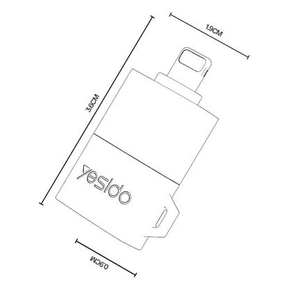 Lecteur de carte Lightning Yesido GS38, microSD, Gris