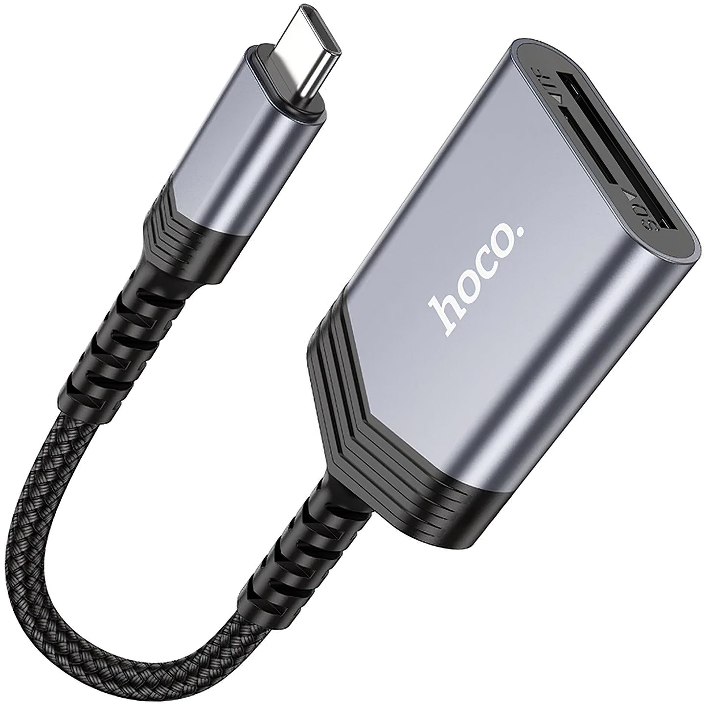 Lecteur de cartes USB-C HOCO UA25, SD - microSD, Gris 